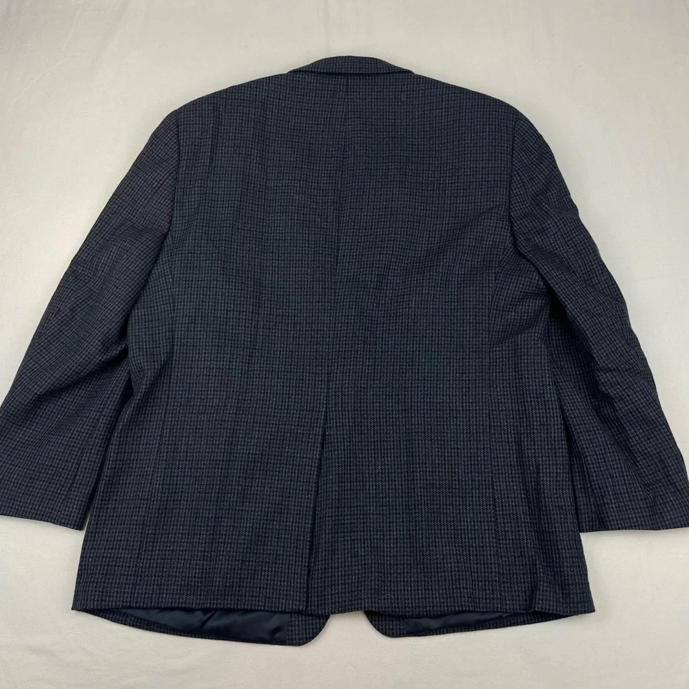 Lauren Ralph Lauren Men 48R 100% Lambswool Blazer Grey Houndstooth Sport Coat